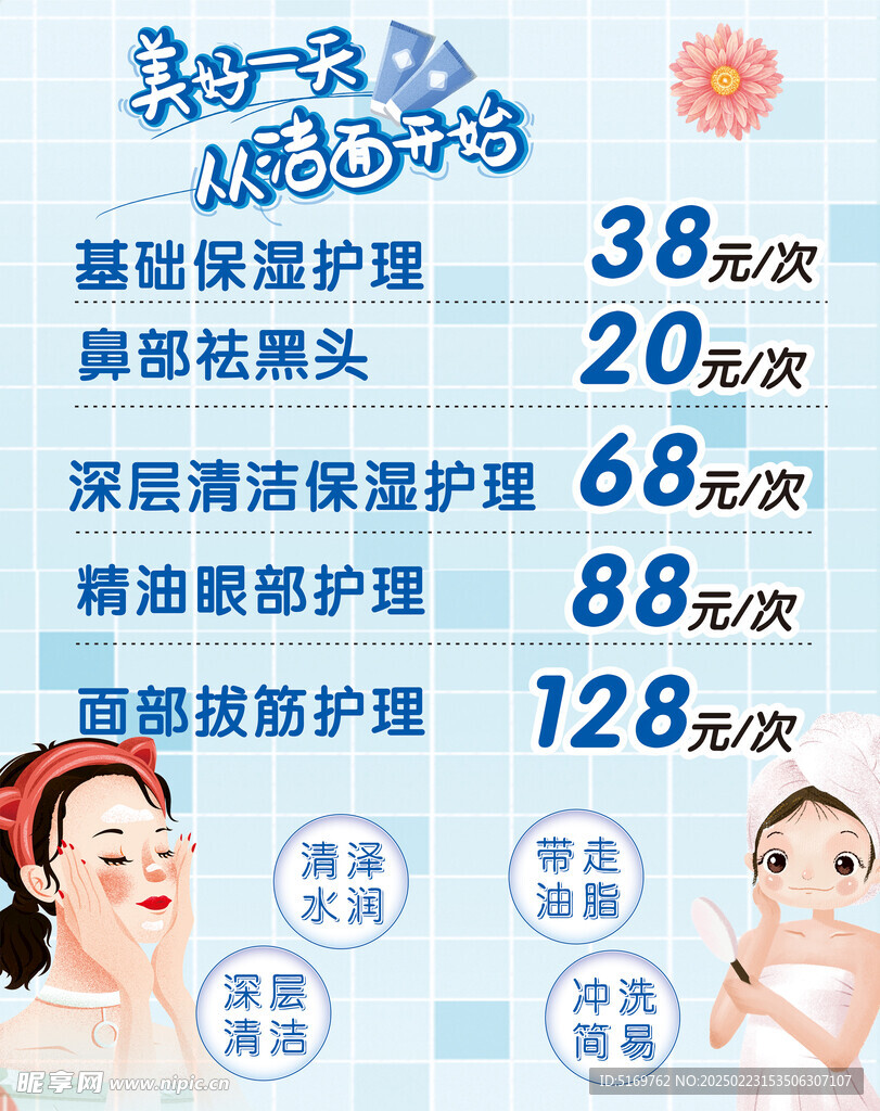 洁面护理  护理海报