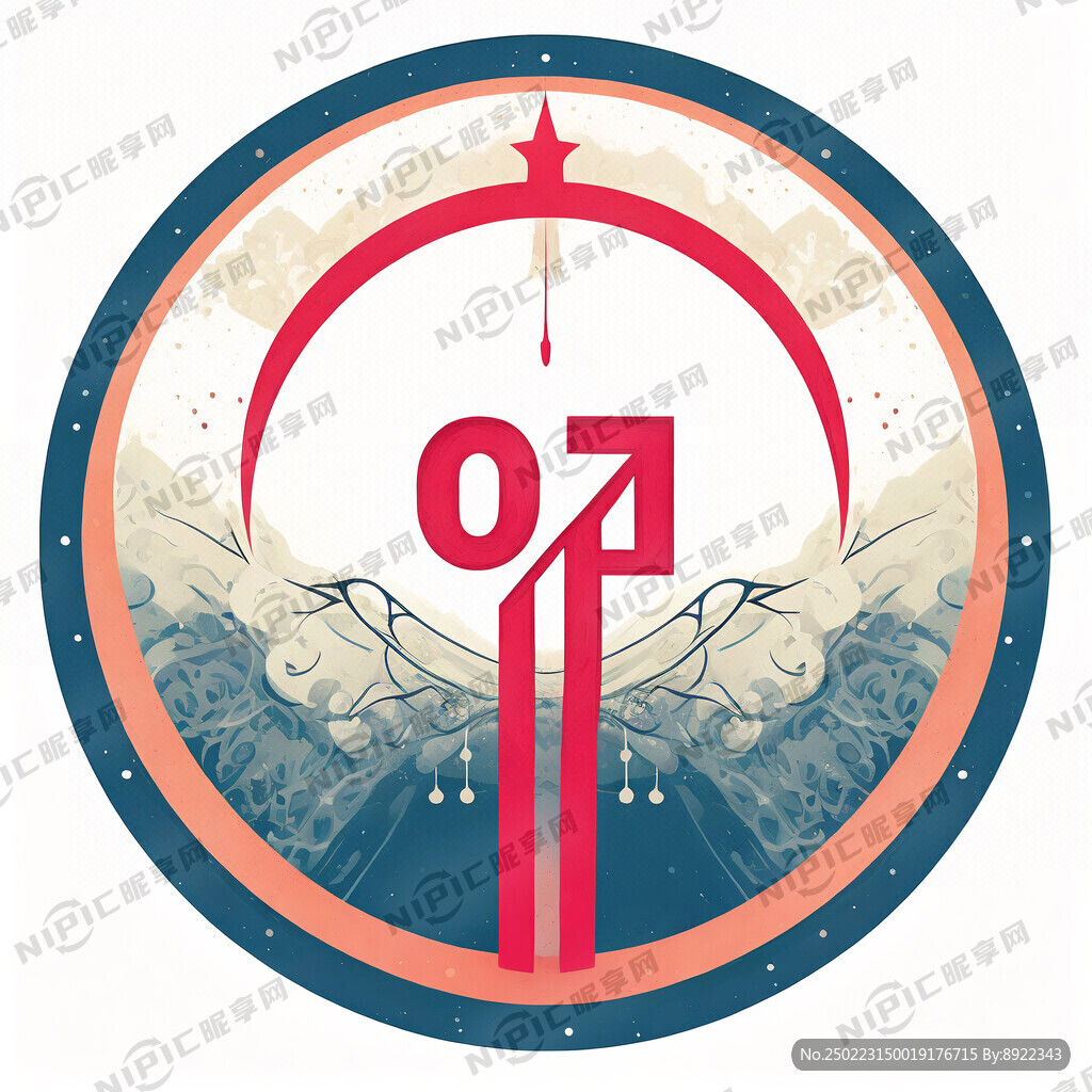 含盼字的圆形矢量图