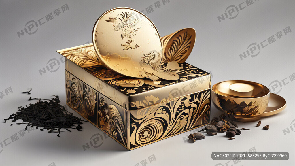 设计一款茶叶礼盒上面的烫金图案