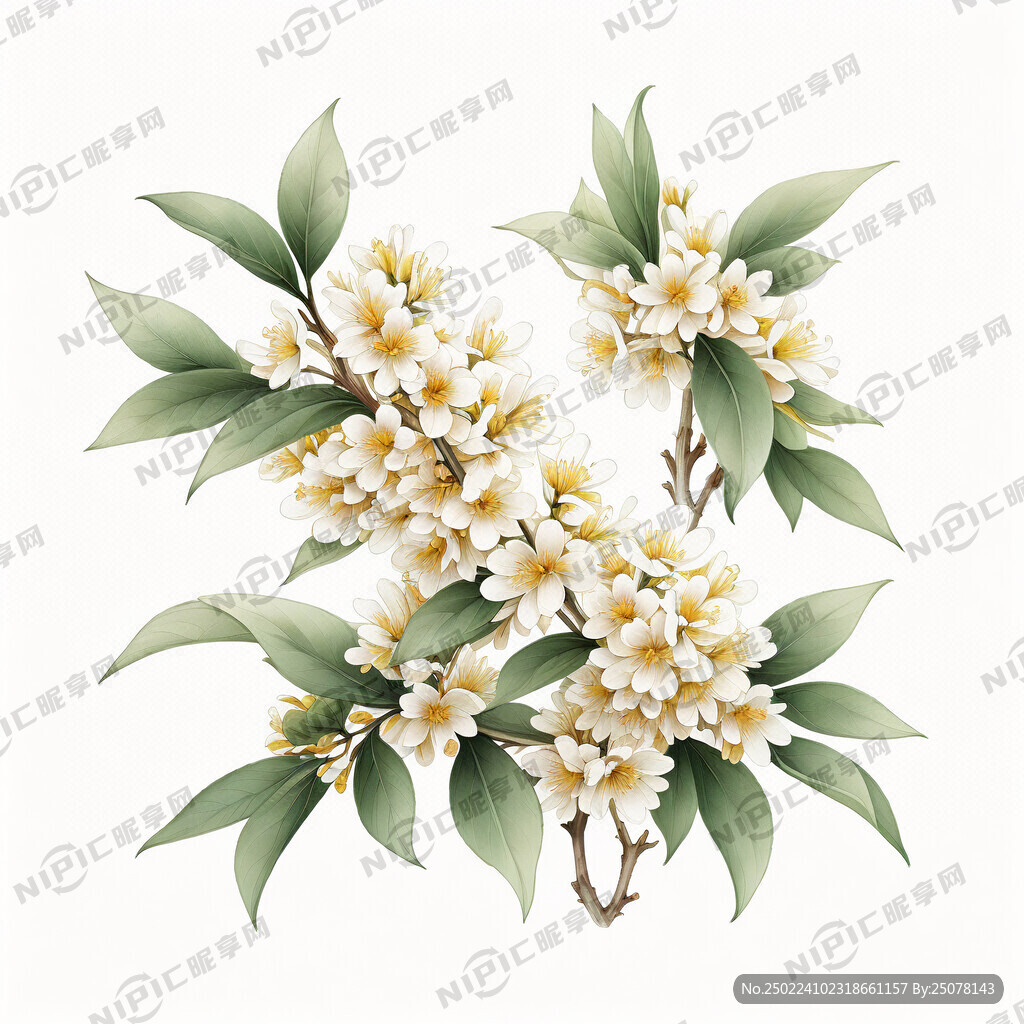 高清手绘桂花 特写 国风 手绘