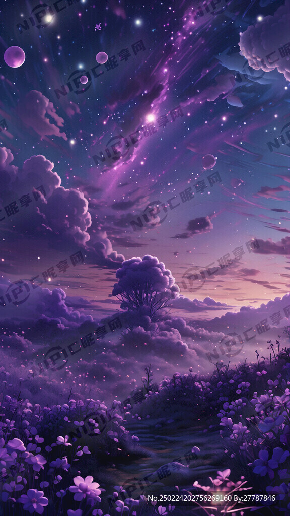紫色漫天繁星点点唯美好看
