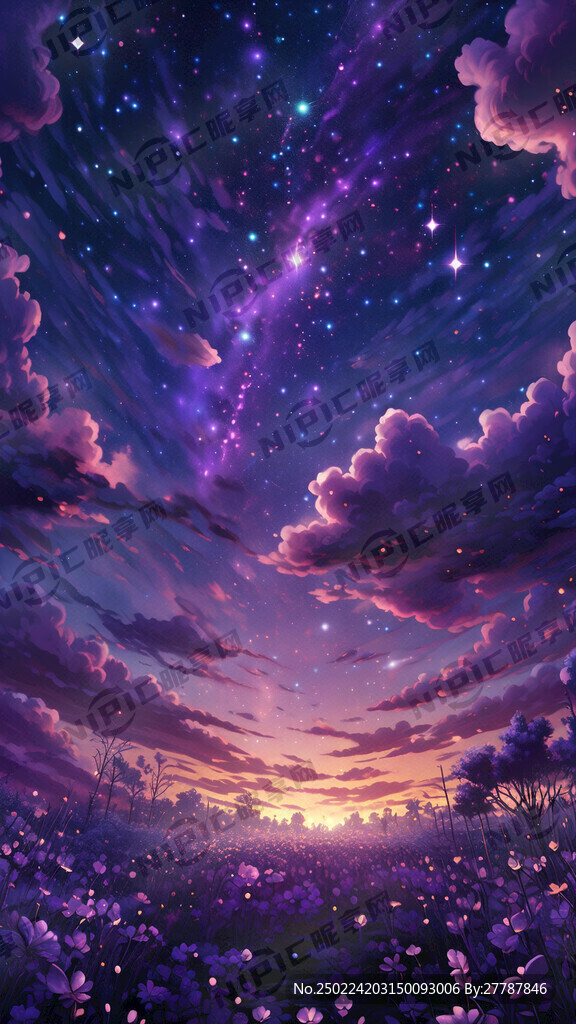 紫色漫天繁星唯美好看