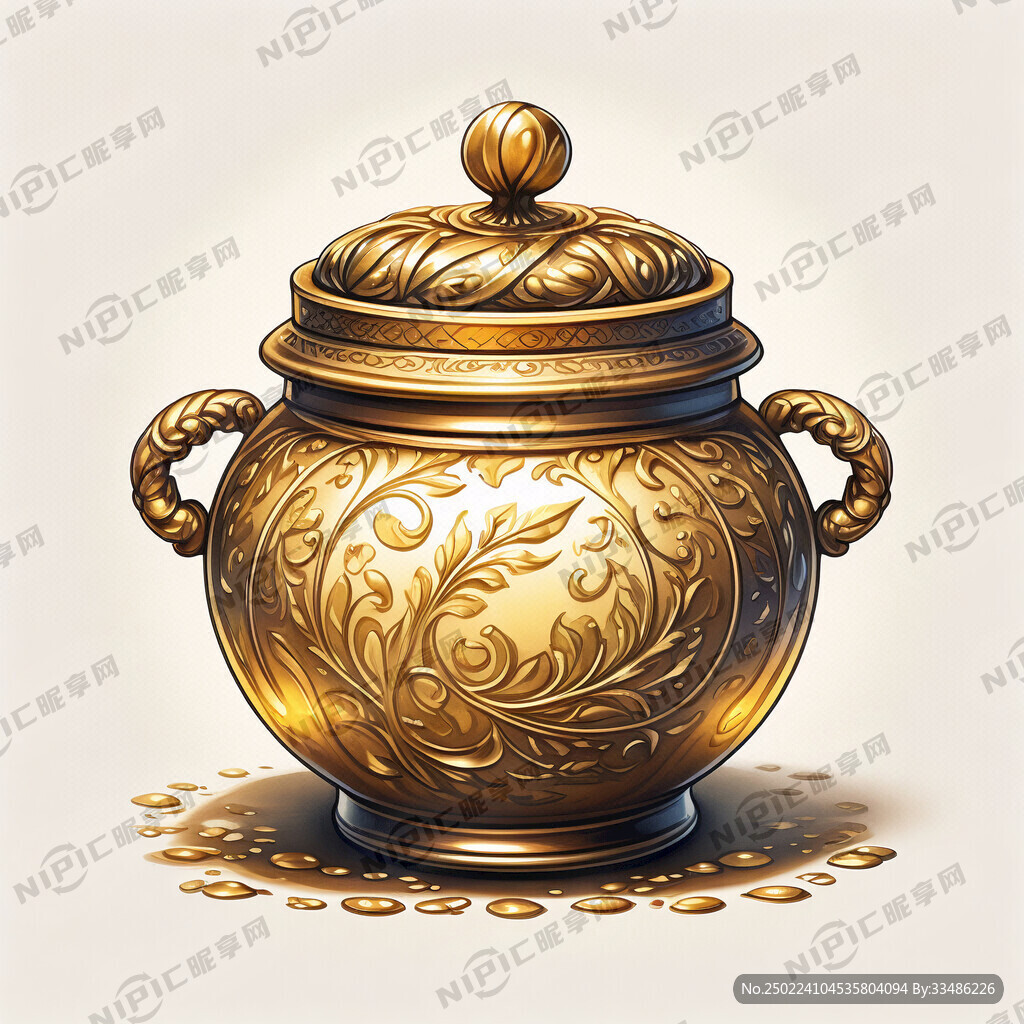 金色的捣药罐上面有花纹金碧辉煌
