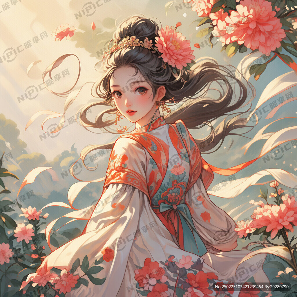 国潮插画 色彩鲜明 女性 可爱