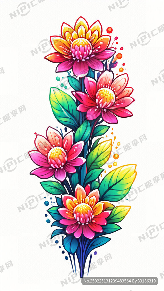 做一张荧光的卡通花朵