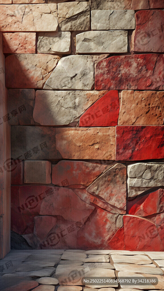 石头墙 有点红色 有纹理