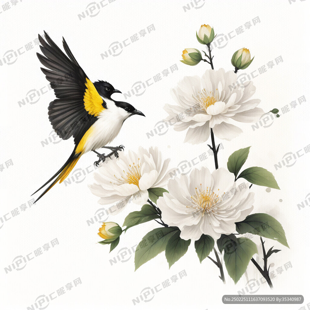 花卉 中国画 水墨小花