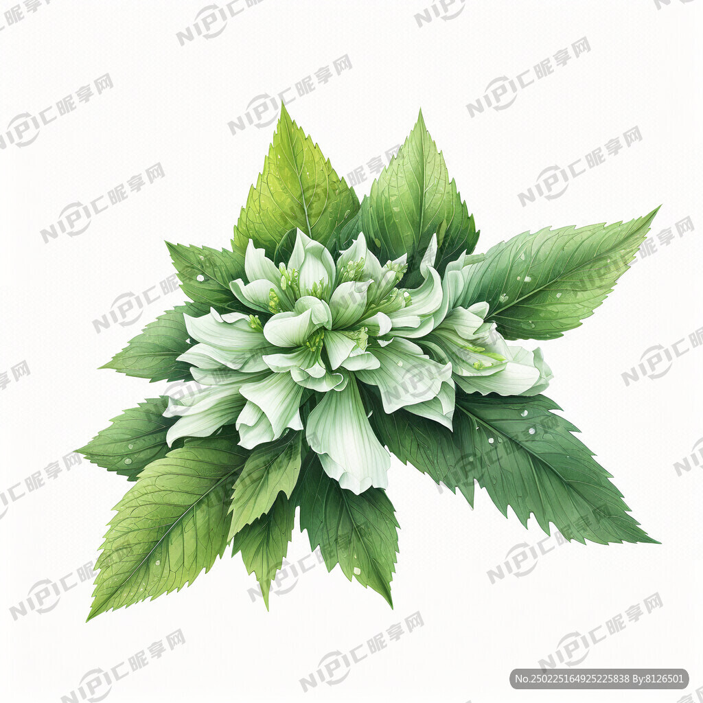 鱼腥草 插画  手绘 叶子 花