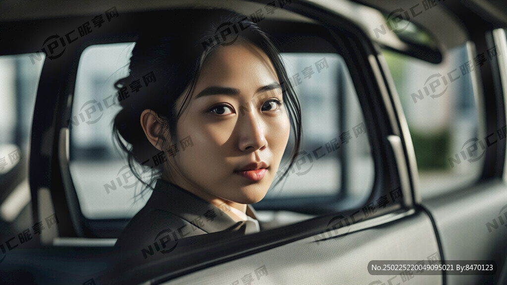 轿车驾驶位车内后视里呈现出职场