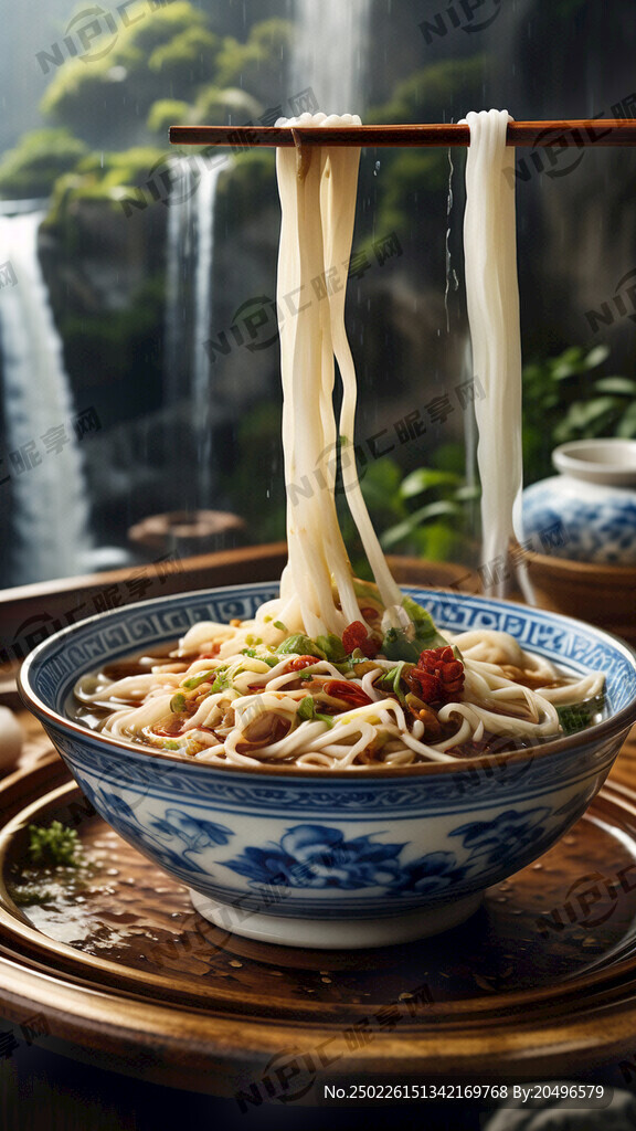 青花瓷 过桥米线 国潮风格