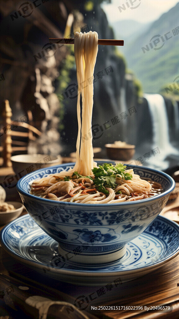 青花瓷 过桥米线 国潮风格