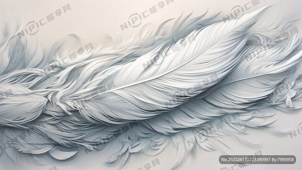 唯美 轻柔 白色羽毛 手绘