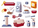 宠物狗玩具粮食清洗用品插画
