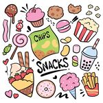 美味零食卡通插画贴纸元素