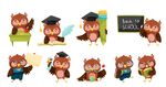 开学了返校猫头鹰博士插画