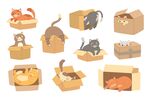可爱卡通猫咪钻纸盒插画