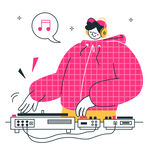 扁平风DJ男孩卡通插画