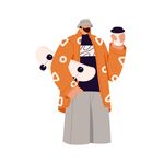 扁平风潮流滑板男孩插画