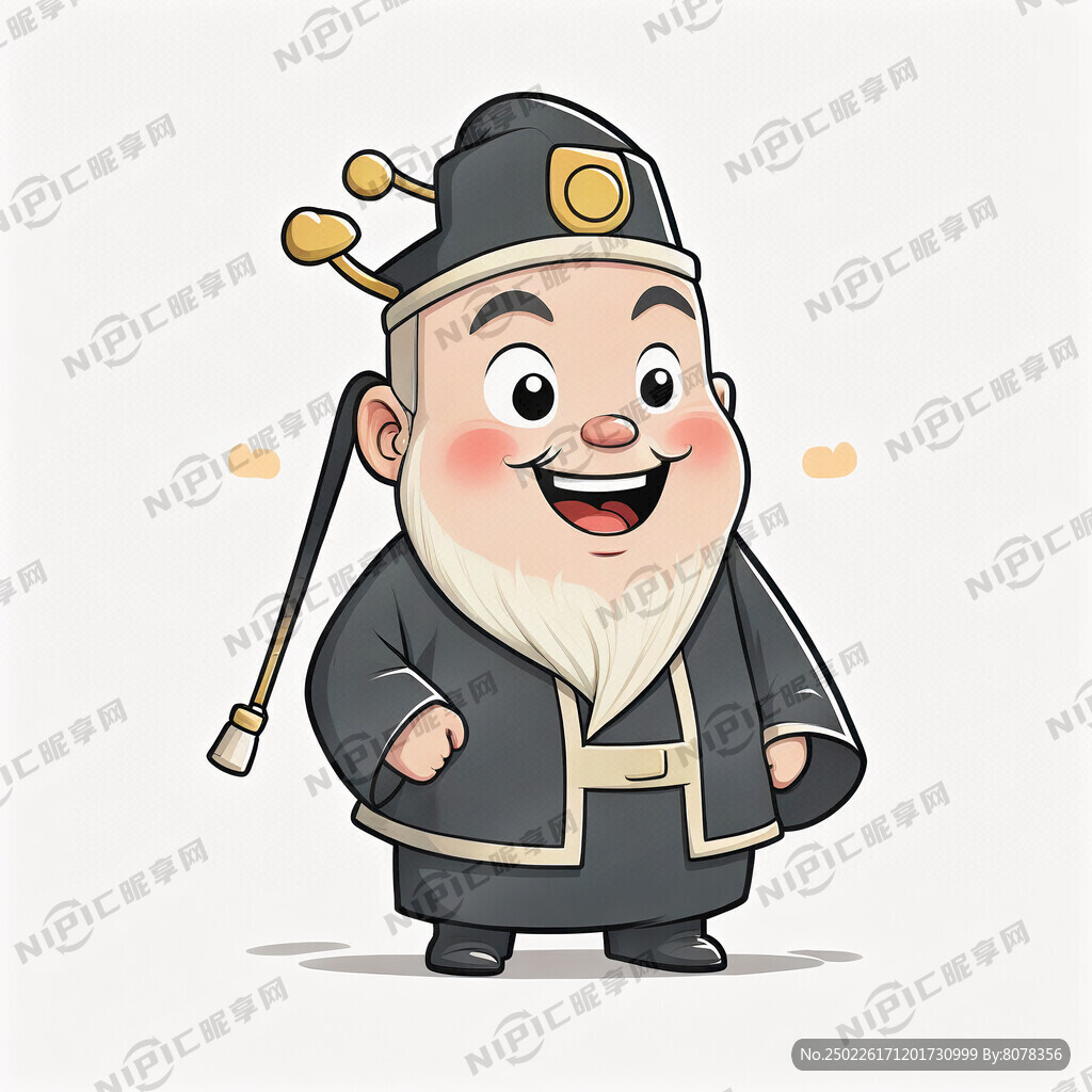 卡通黑脸包公 额头上有月牙