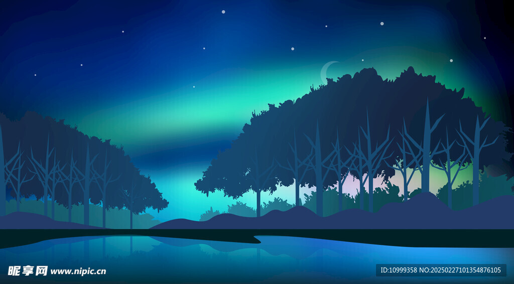 极光森林风景