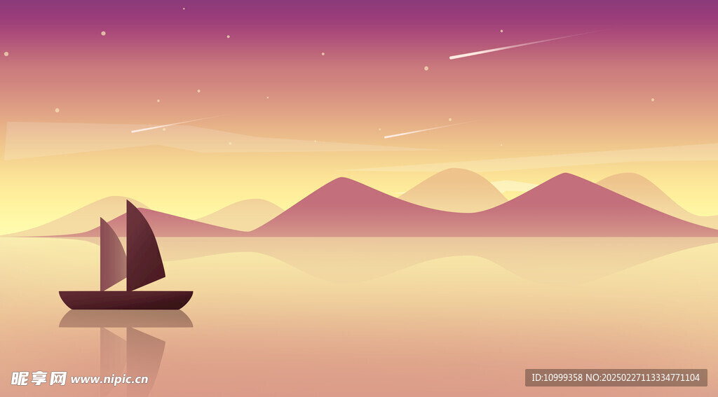 湖泊帆船风景