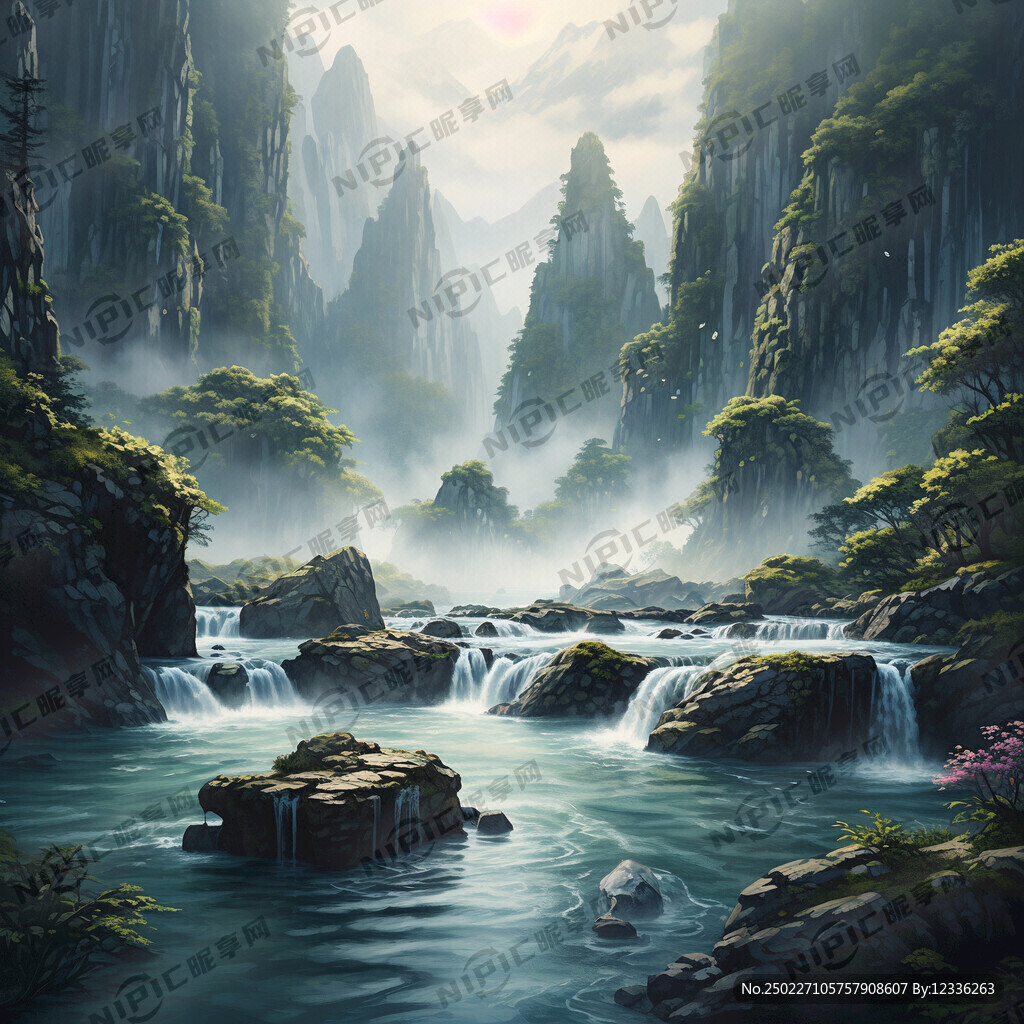 浅色  山水意境  梦幻
