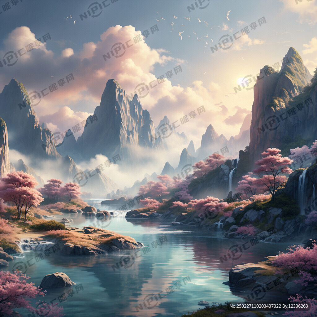 浅色  山水意境  梦幻