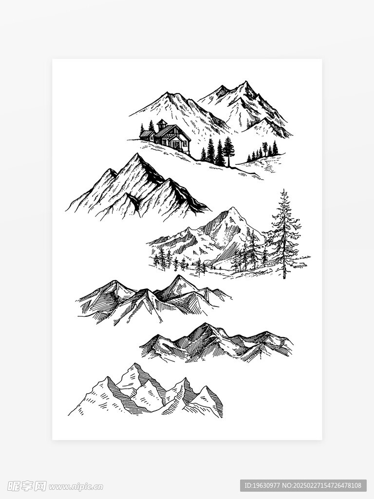 手绘山峰