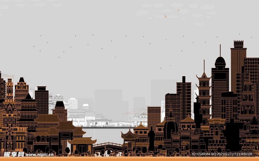  城市背景墙 