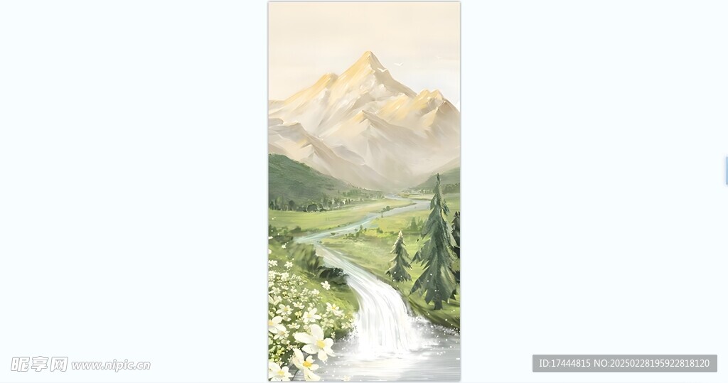 油画山水风景河流玄关画