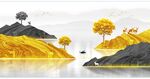 现代简约金色山水风景装饰画