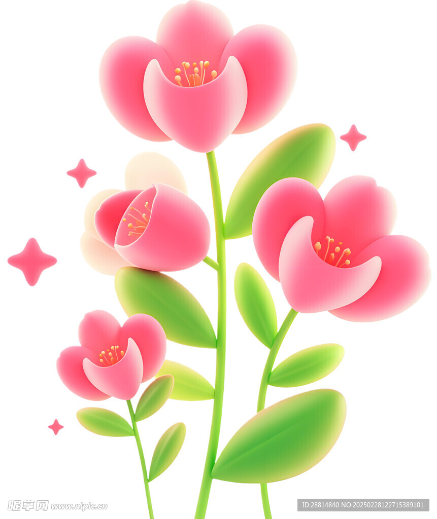 春天粉色弥散风花朵盛开元素