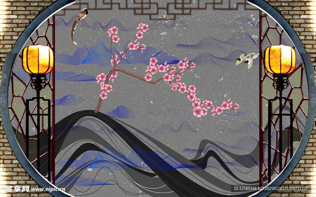 梅花背景墙  