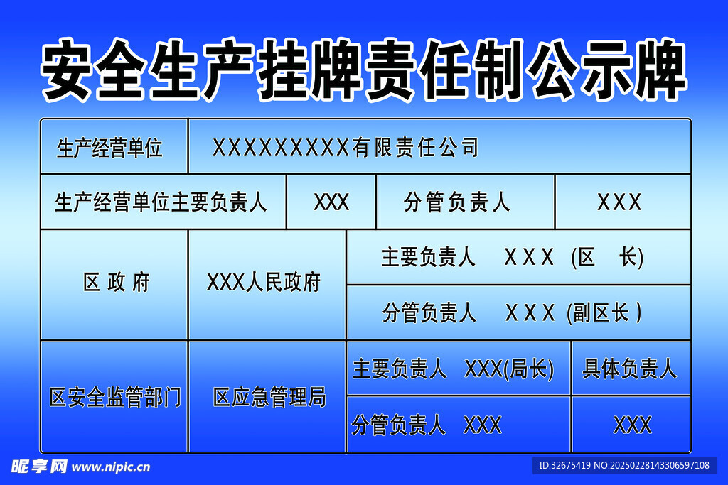 安全生产挂牌责任制公示牌