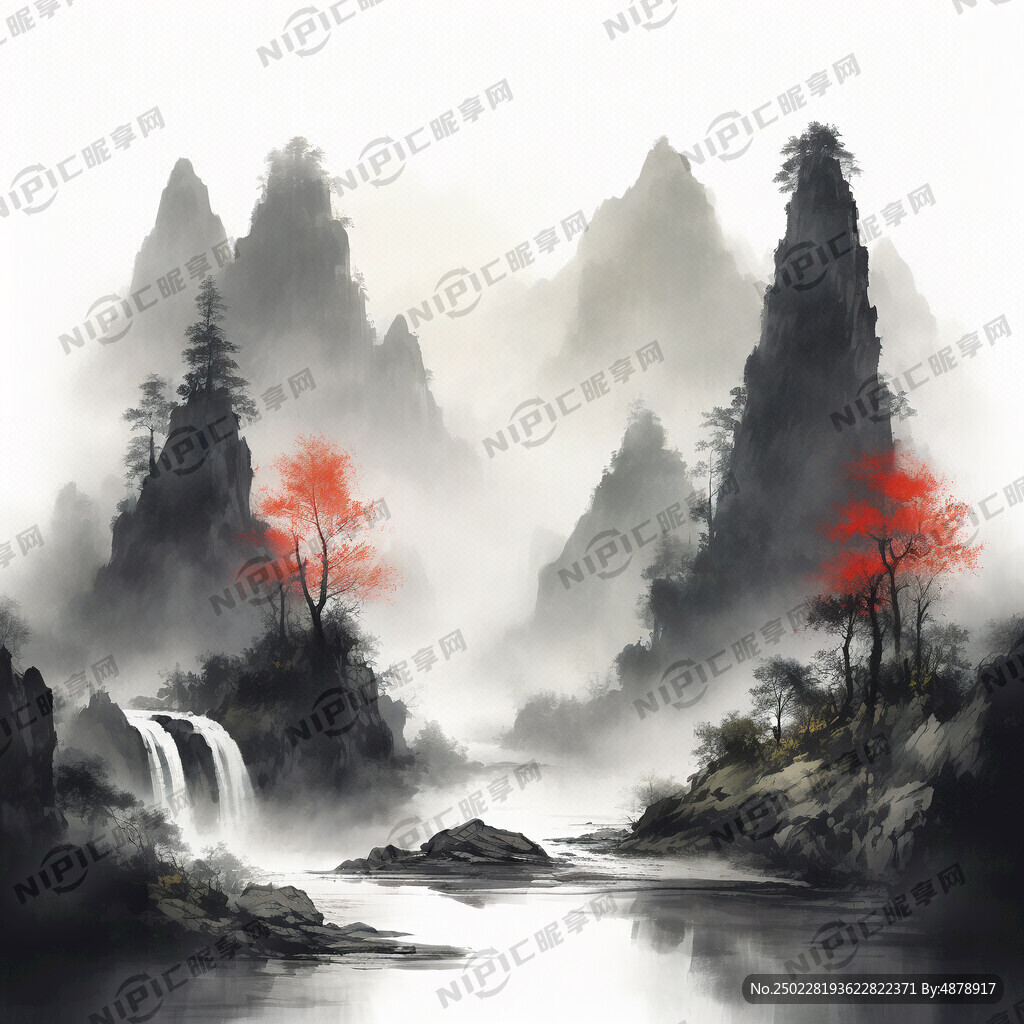 山谷 中国风 中国画 山水