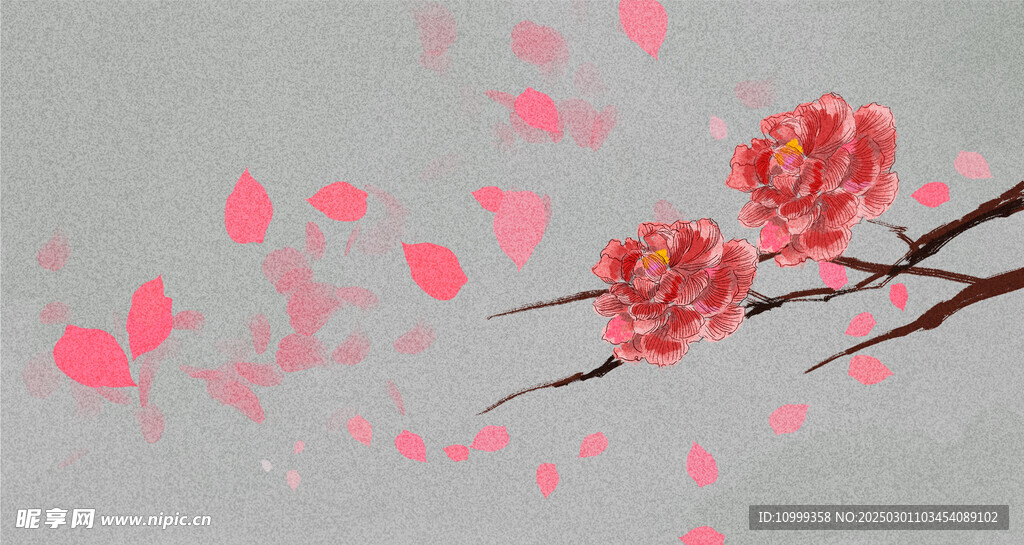 中国水墨花朵