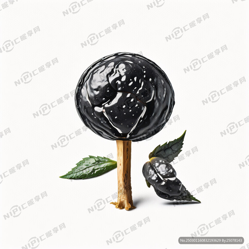 半个黑松露切开摄影图 白色背景