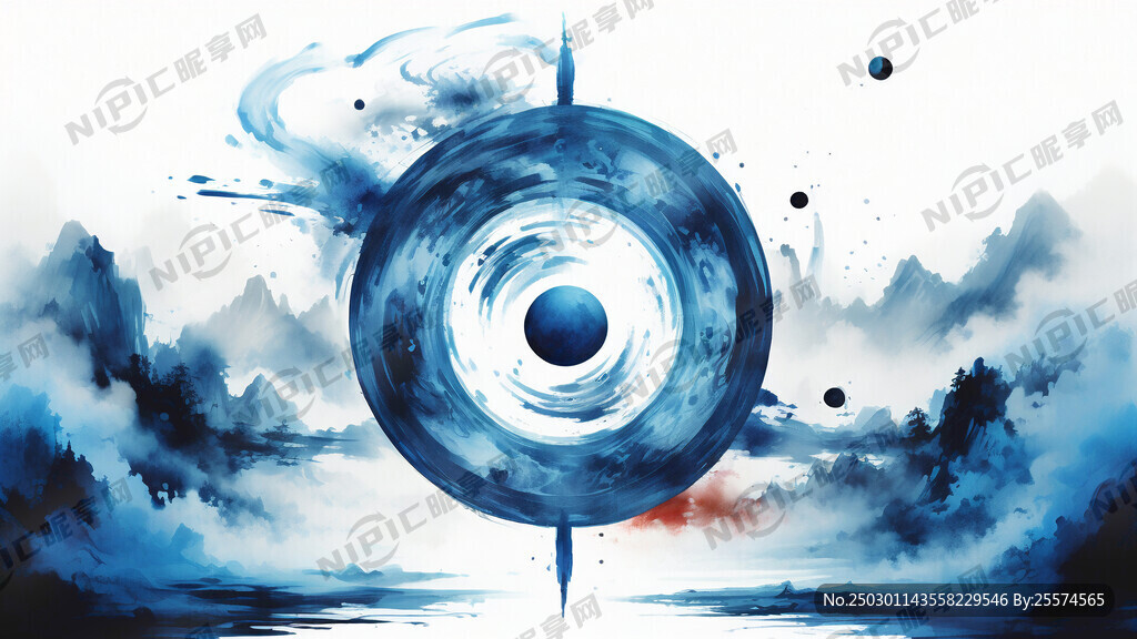 太空风格 蓝色科技风格 阴阳鱼