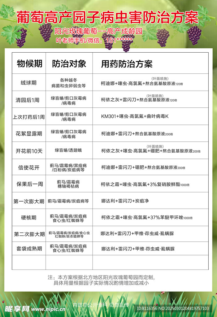 葡萄果树全年用药方案表