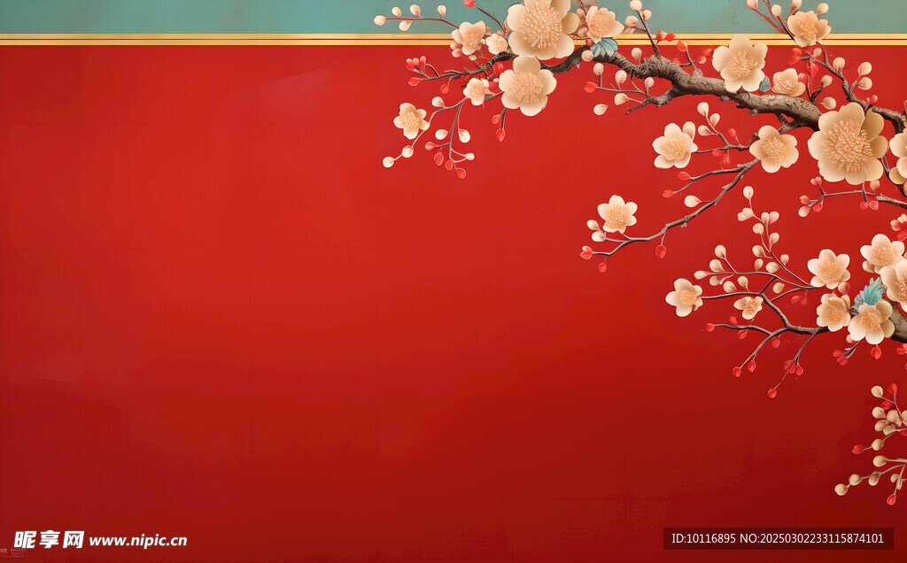 包装盒背景梅花红底