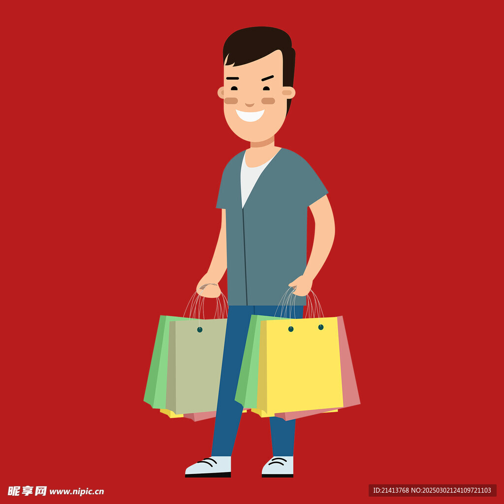 卡通购物人物