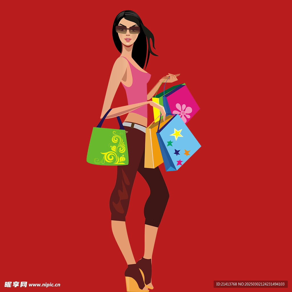 卡通购物人物
