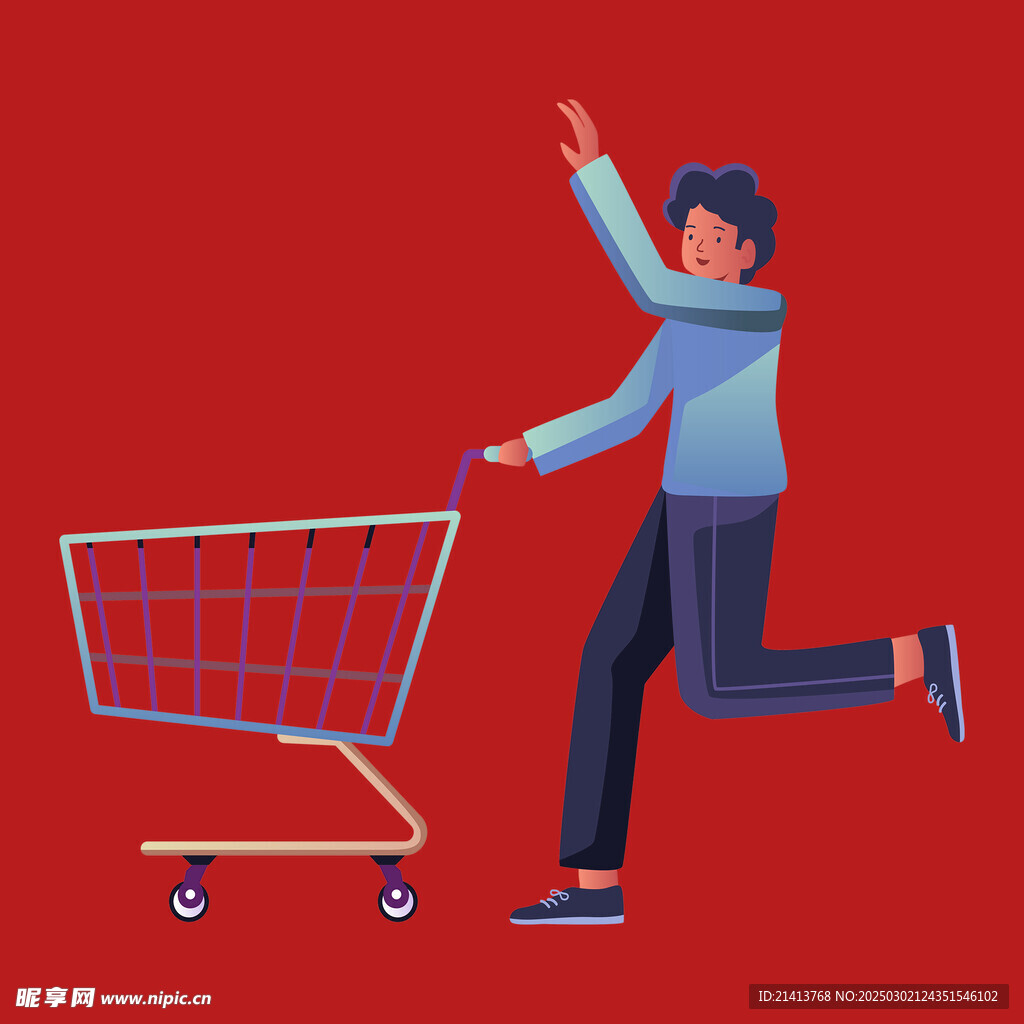 卡通购物人物