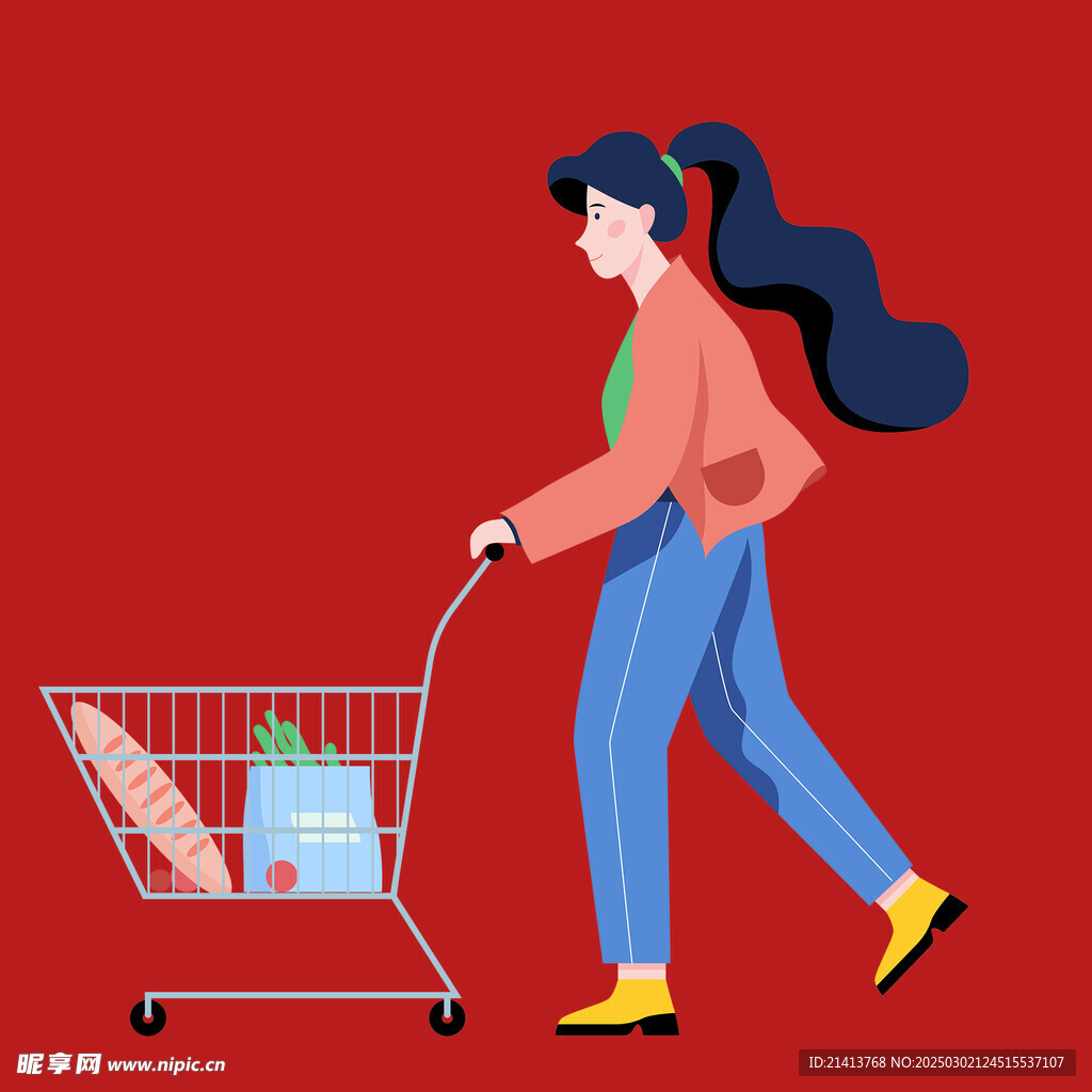 卡通购物人物