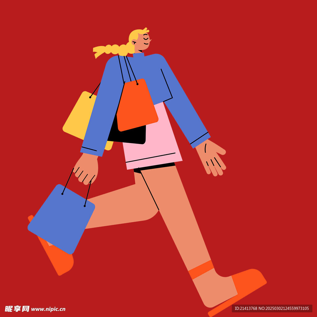 卡通购物人物