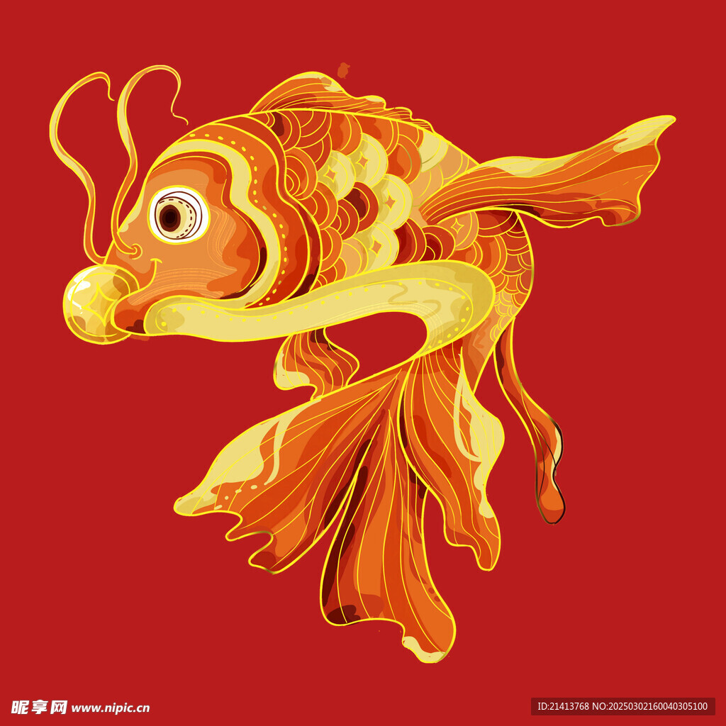 手绘锦鲤金鱼