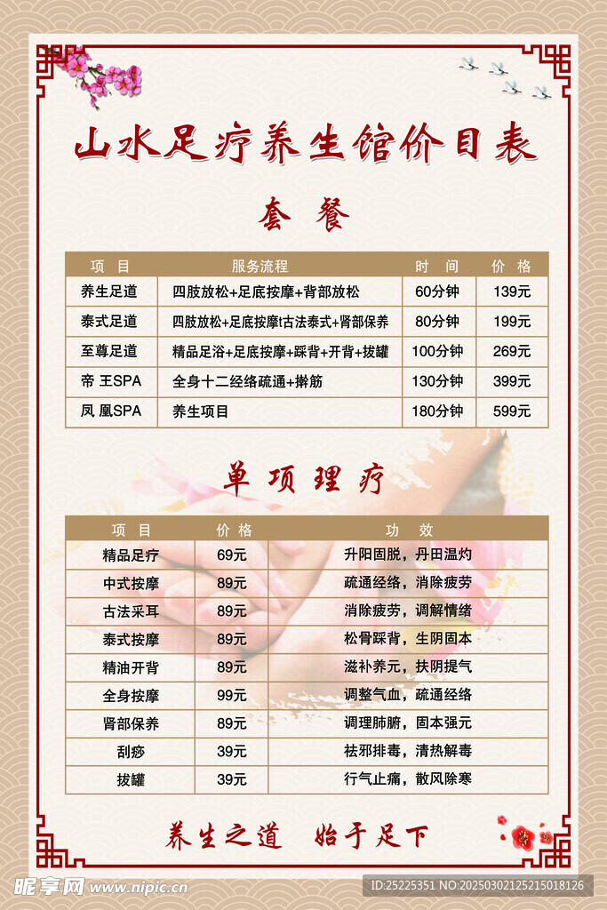 价格表