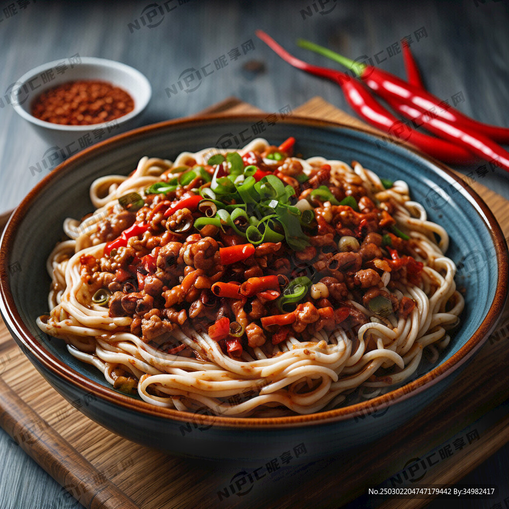 一大碗贵州红油青椒沫肉沫细面
