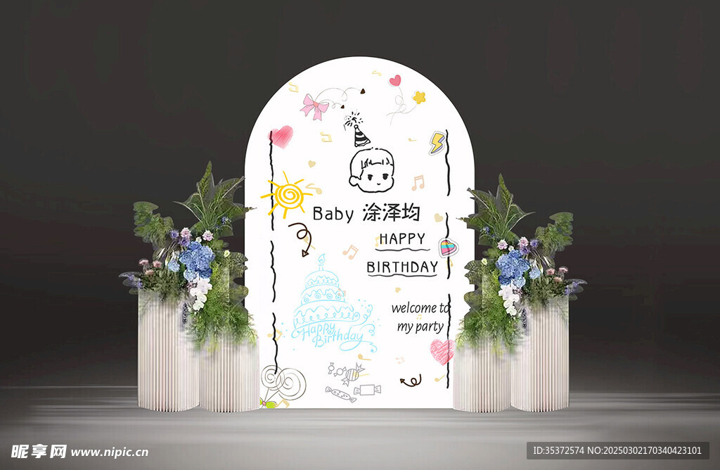 简笔画 生日宴 宝宝宴 迎宾区