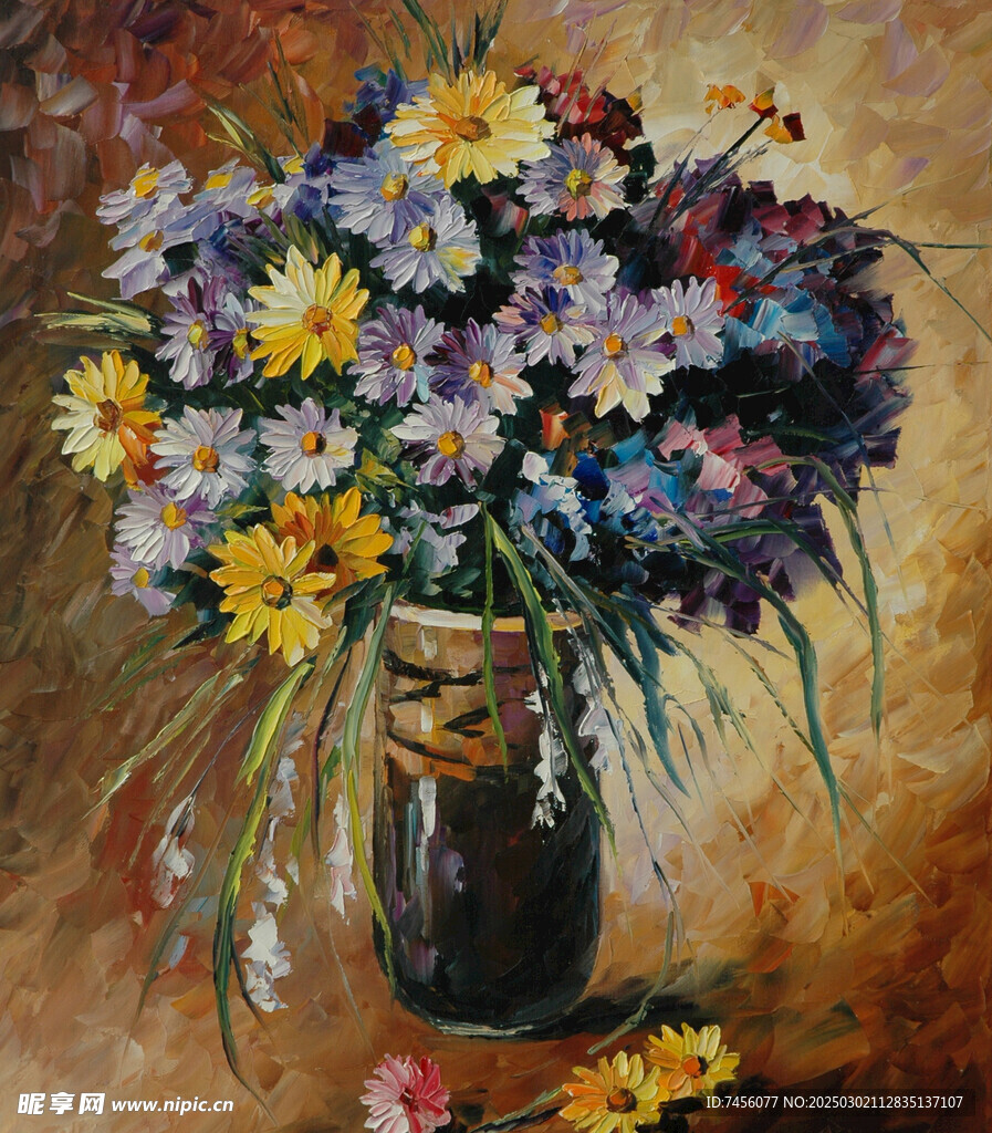 里奥纳水彩花卉花瓶油画